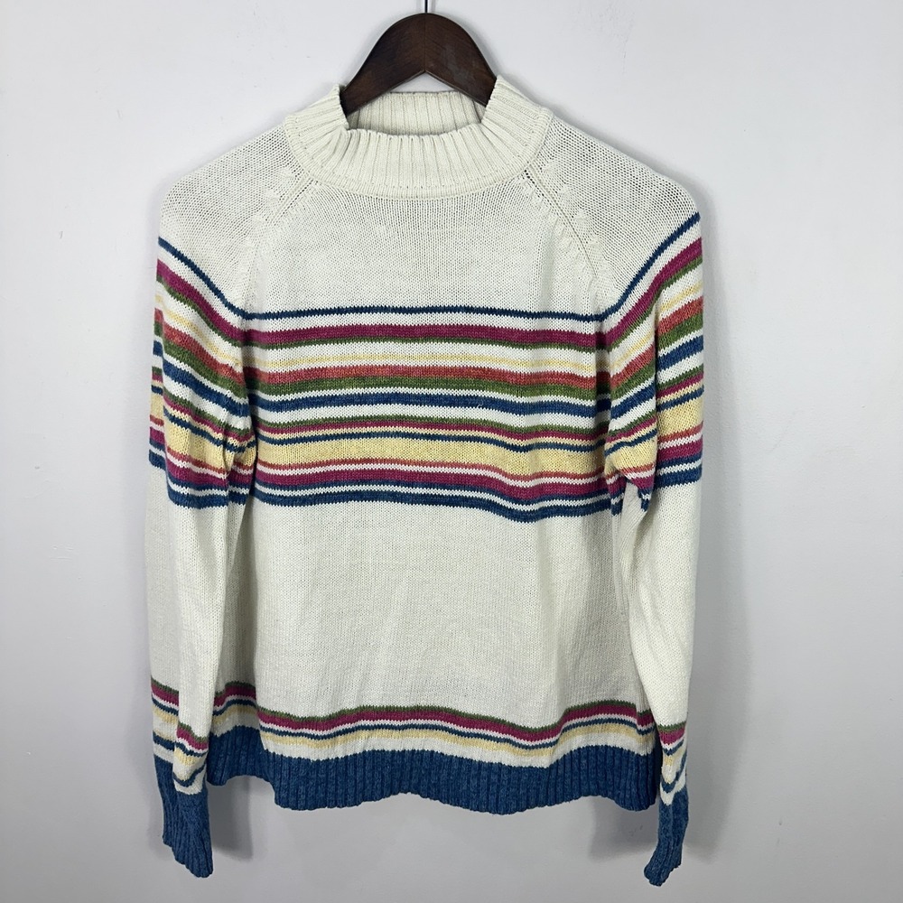 Vtg Tiara International Mock Neck Sweater Striped Preppy Indie Granola‎ Medium